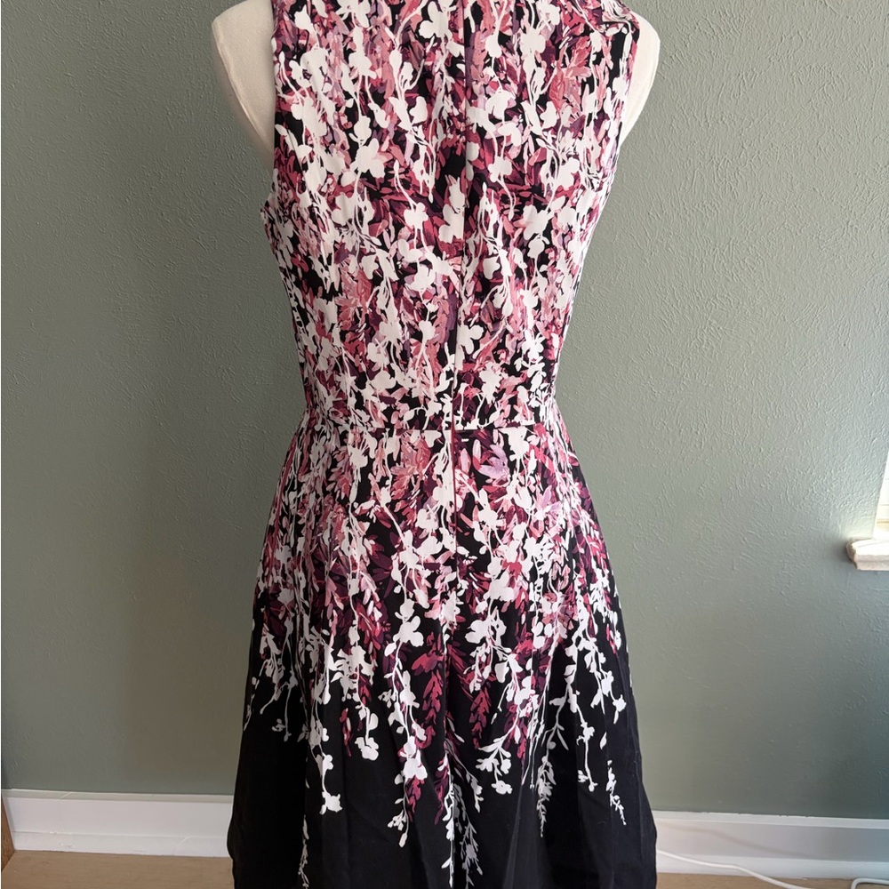 White House Black Market Black Skater Skirt with Pink & White Floral Print - Picture 4 of 5